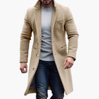 Cappotto lungo da uomo con abbottonatura e tasche