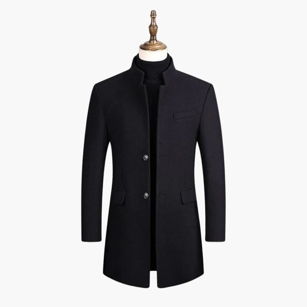 Cappotto Lungo da Uomo con Chiusura a Bottoni