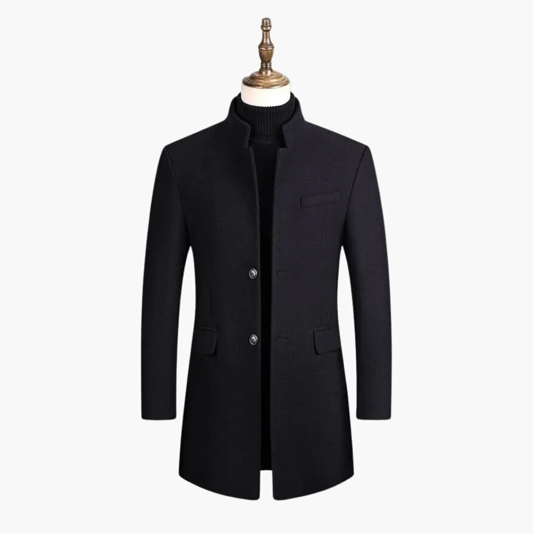 Cappotto Lungo da Uomo con Chiusura a Bottoni