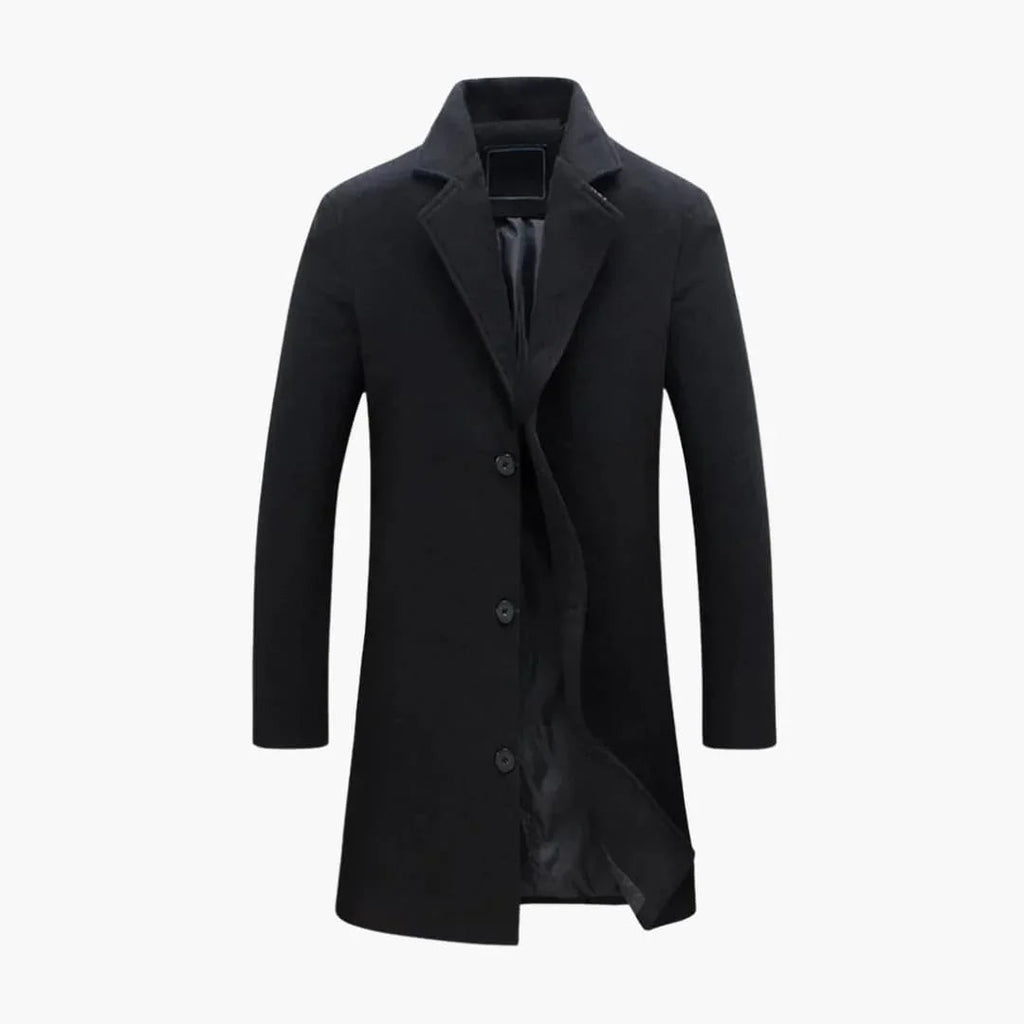 Cappotto da uomo con colletto dentellato e chiusura con bottoni