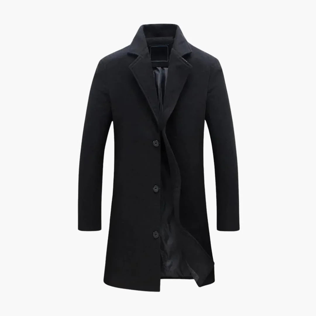 Cappotto da uomo con colletto dentellato e chiusura con bottoni