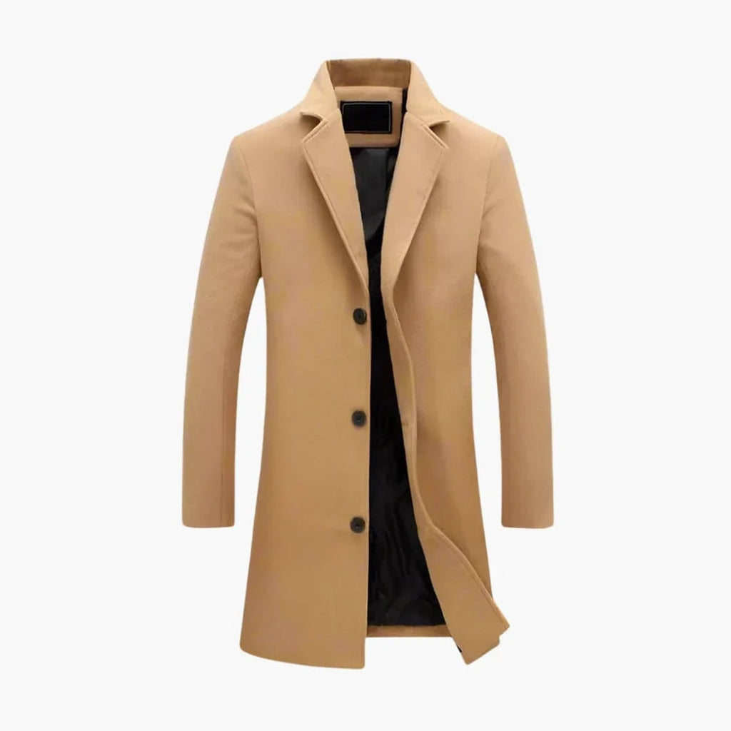 Cappotto da uomo con colletto dentellato e chiusura con bottoni