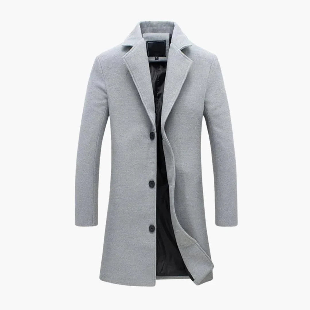 Cappotto da uomo con colletto dentellato e chiusura con bottoni