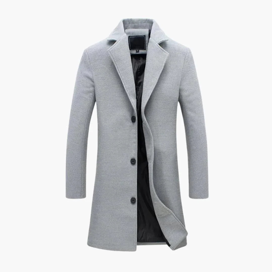 Cappotto da uomo con colletto dentellato e chiusura con bottoni