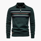 Maglione da uomo lavorato a maglia con mezza zip e strisce sul petto