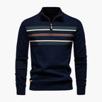 Maglione da uomo lavorato a maglia con mezza zip e strisce sul petto