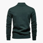 Maglione da uomo lavorato a maglia con mezza zip e strisce sul petto