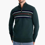 Maglione da uomo lavorato a maglia con mezza zip e strisce sul petto