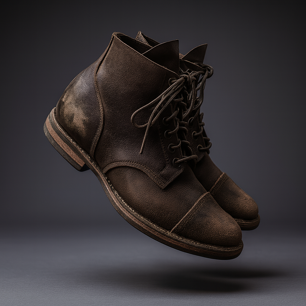 Herren Lederstiefel Vintage Knöchel Schnürung Stivali