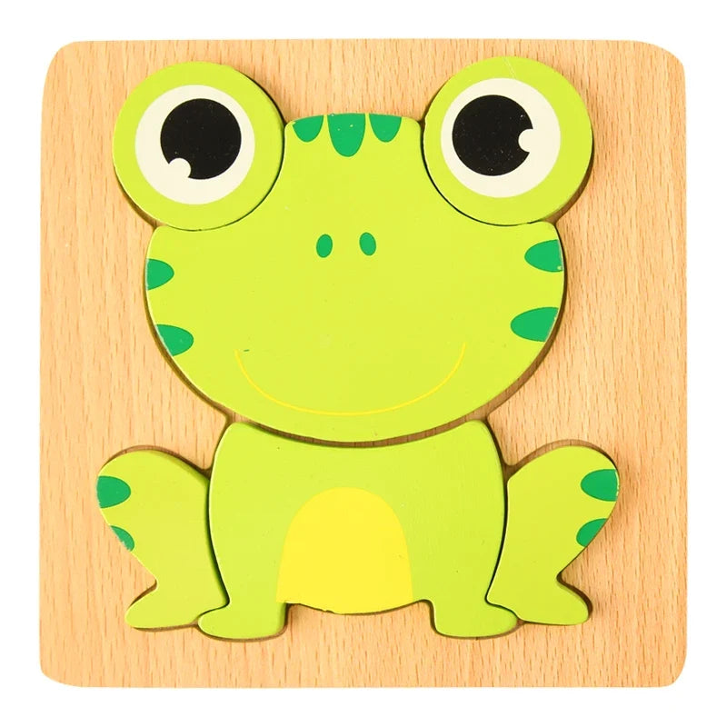 Puzzle di animali cartoon in legno 3D di alta qualità per bambini