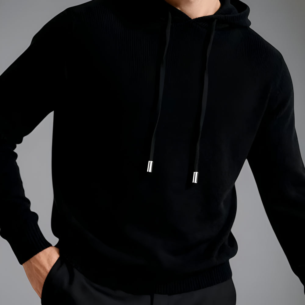 Pullover con cappuccio Herren Merino Wolle Strick