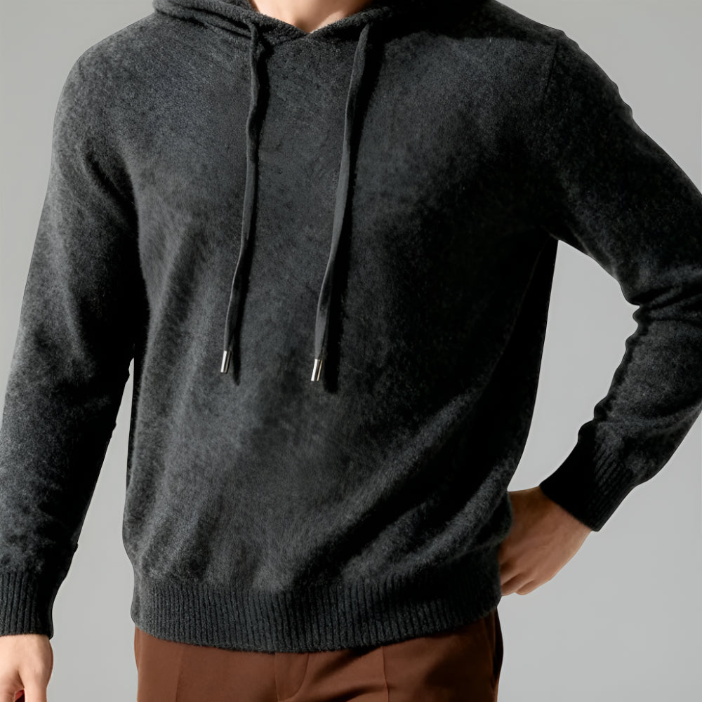 Pullover con cappuccio Herren Merino Wolle Strick