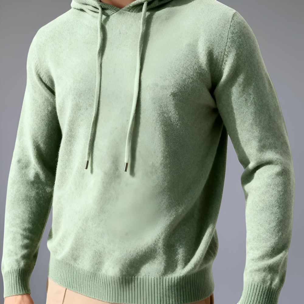 Pullover con cappuccio Herren Merino Wolle Strick