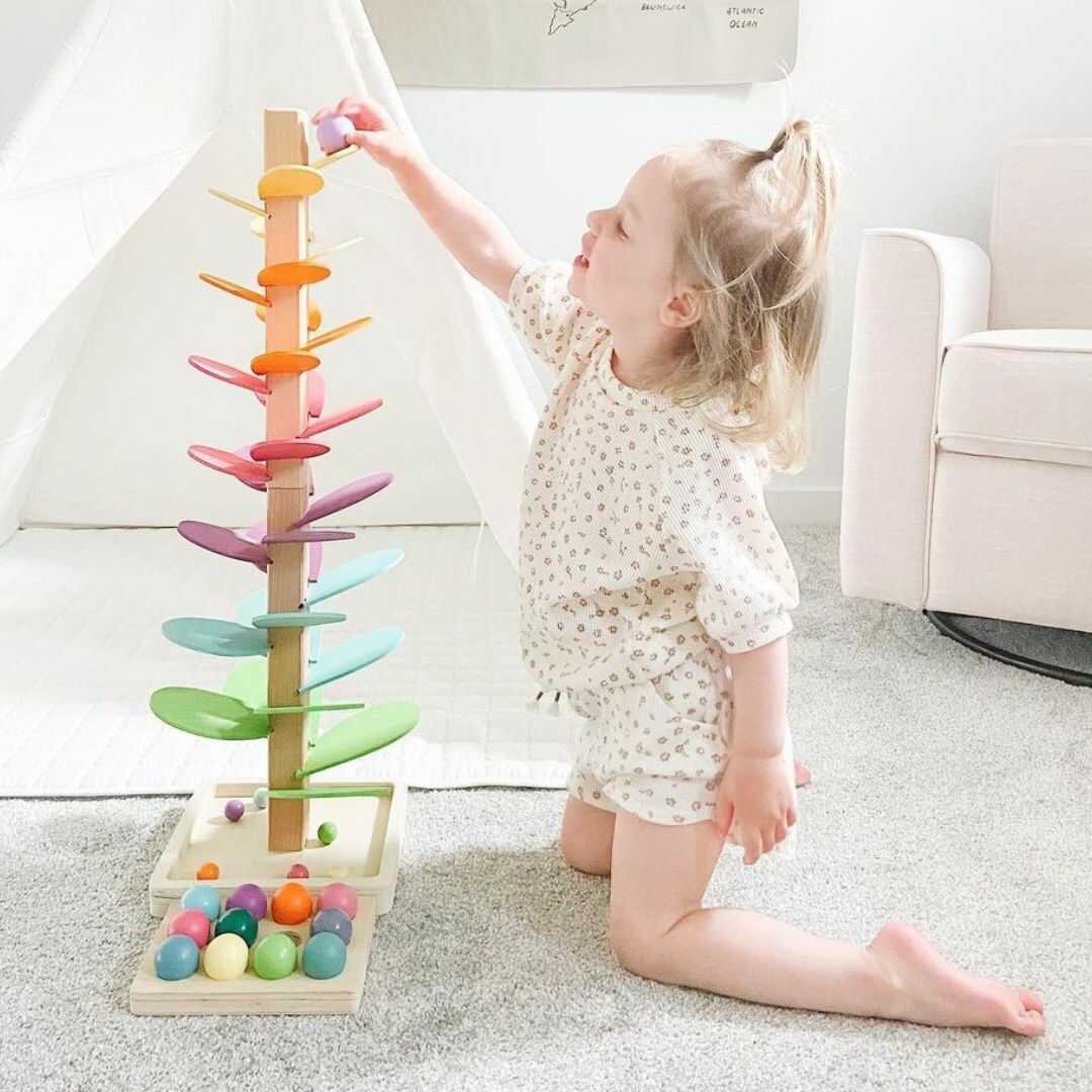 Torre sonora arcobaleno in legno, gioco sensoriale educativo