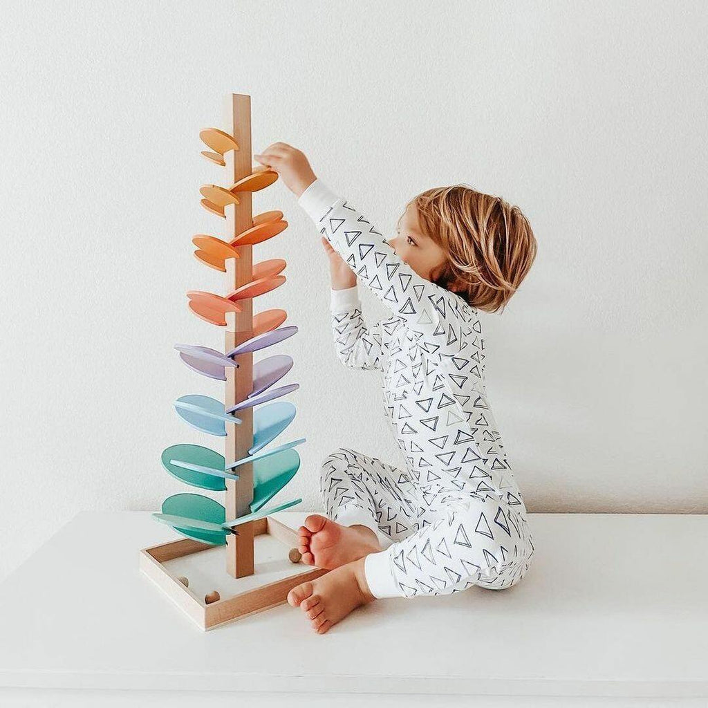 Torre sonora arcobaleno in legno, gioco sensoriale educativo