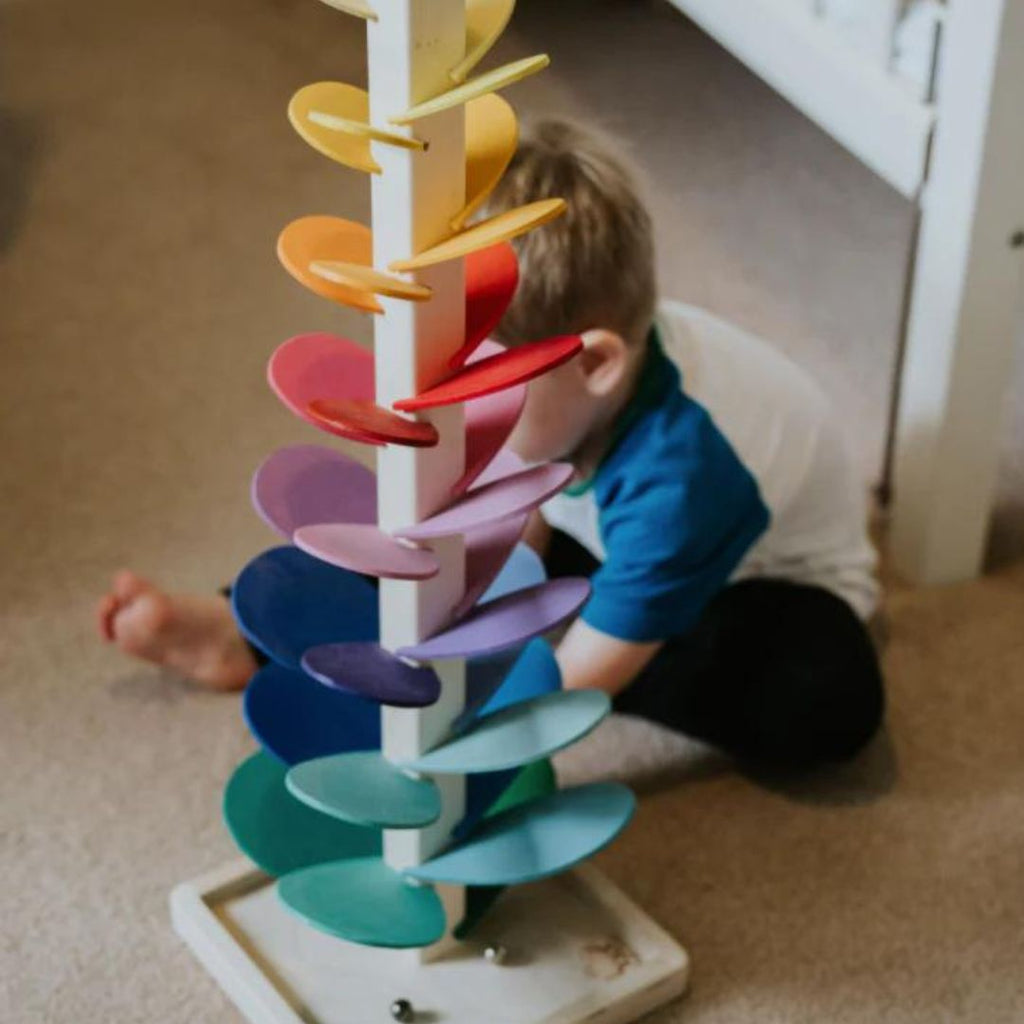 Torre sonora arcobaleno in legno, gioco sensoriale educativo