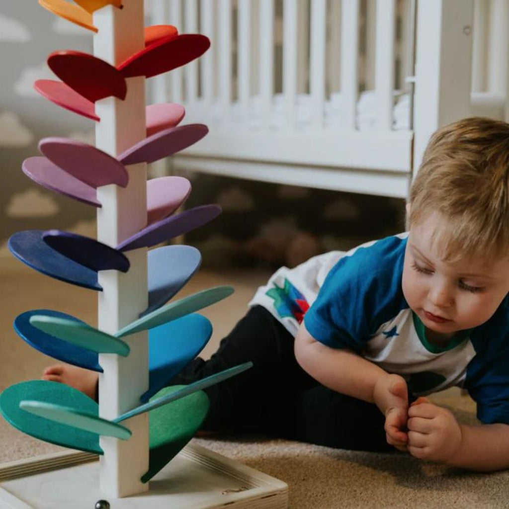 Torre sonora arcobaleno in legno, gioco sensoriale educativo