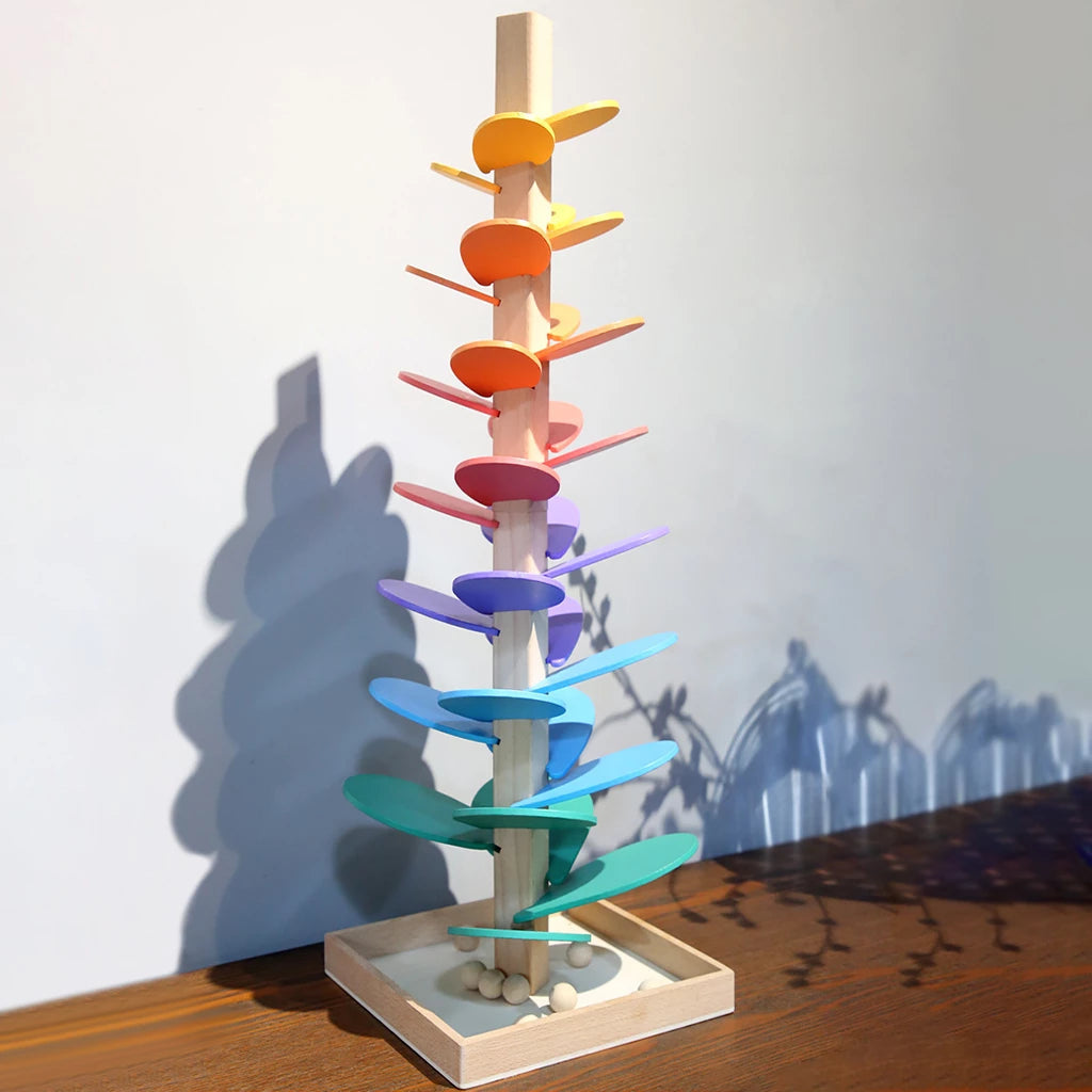 Torre sonora arcobaleno in legno, gioco sensoriale educativo