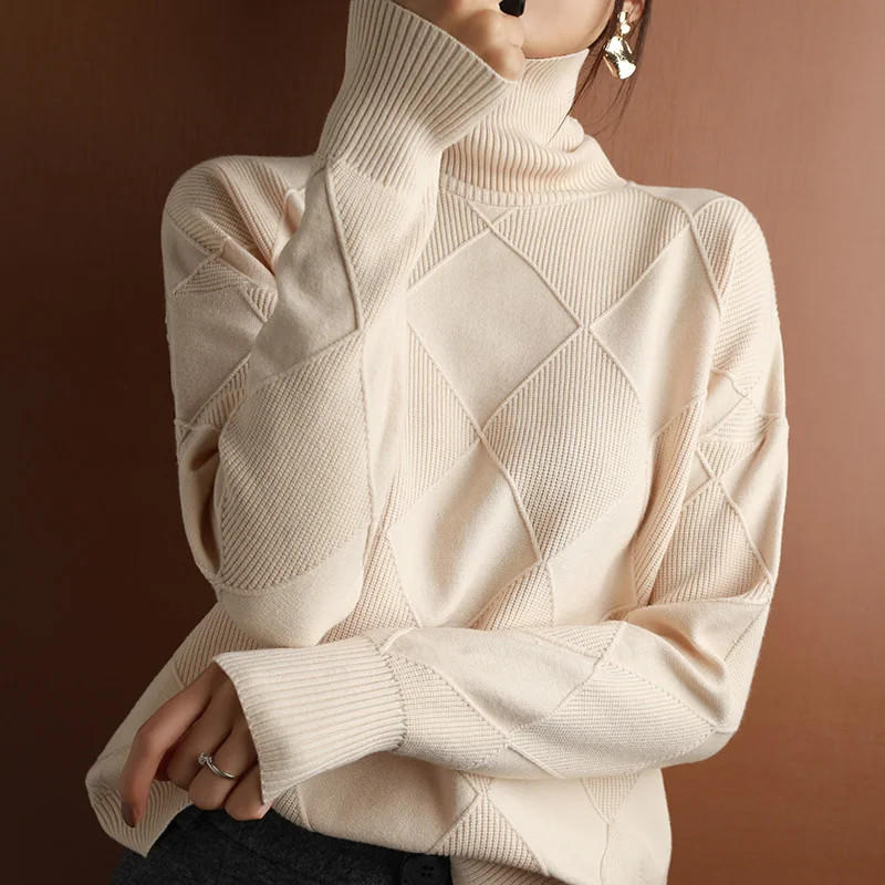 Maglione dolcevita in cashmere tinta unita