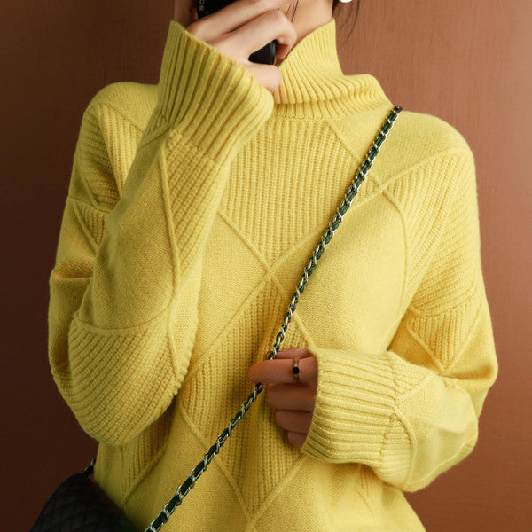 Maglione dolcevita in cashmere tinta unita