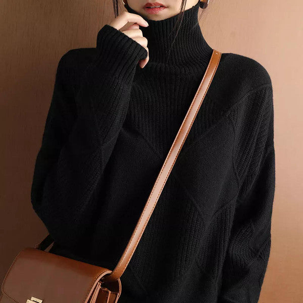 Maglione dolcevita in cashmere tinta unita