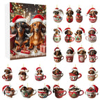 Calendario dell'Avvento di Natale con tema Bassotto | Conto alla rovescia di 24 giorni e design decorativo in acrilico