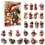 Calendario dell'Avvento di Natale con tema Bassotto | Conto alla rovescia di 24 giorni e design decorativo in acrilico