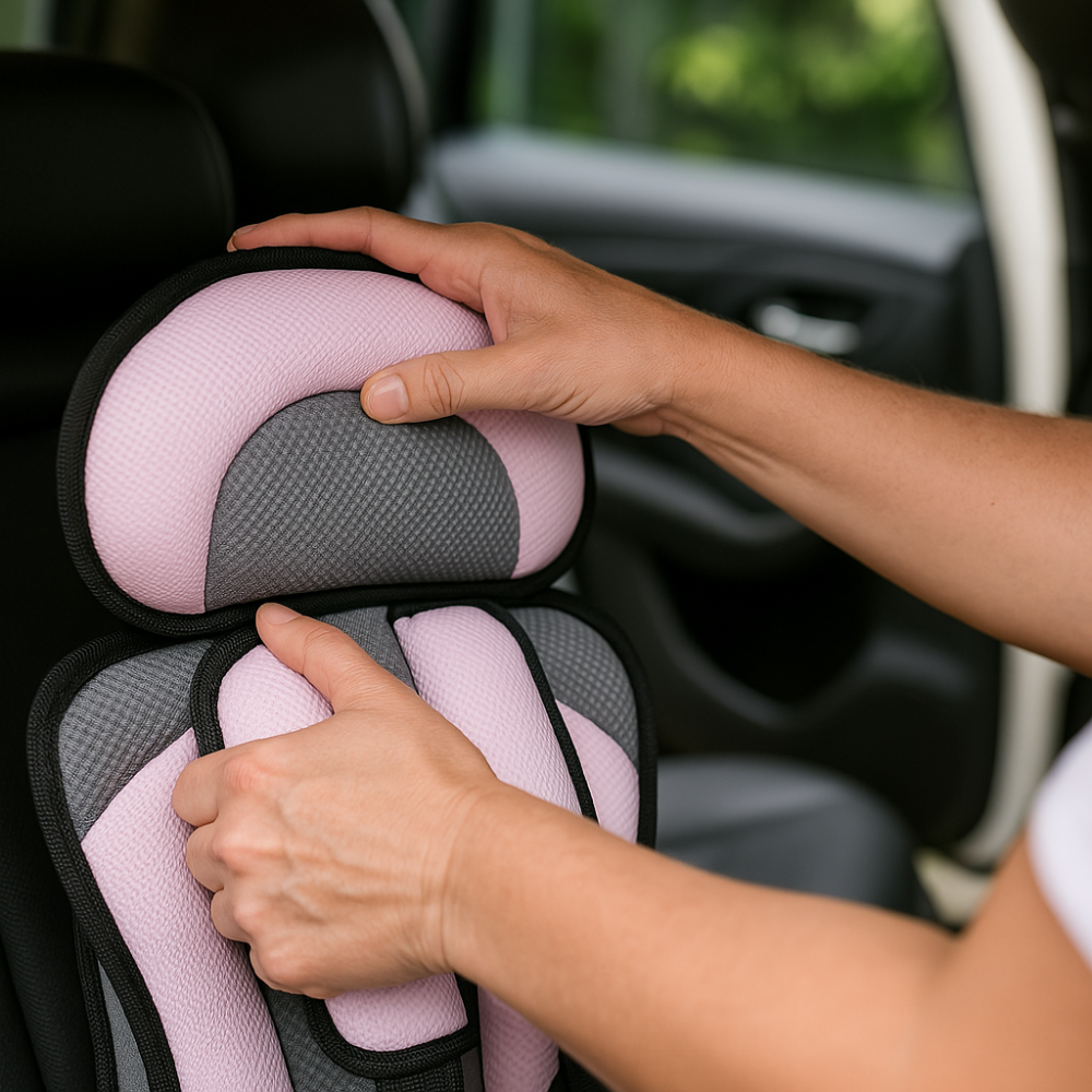 Seggiolino auto portatile con imbracatura a cinque punti, traspirante e regolabile