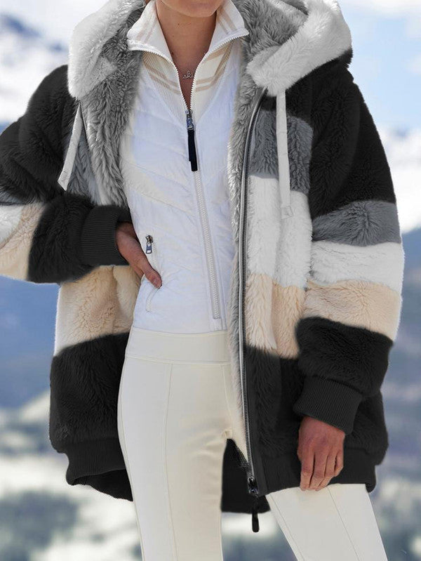 Cappotto con cappuccio multicolore