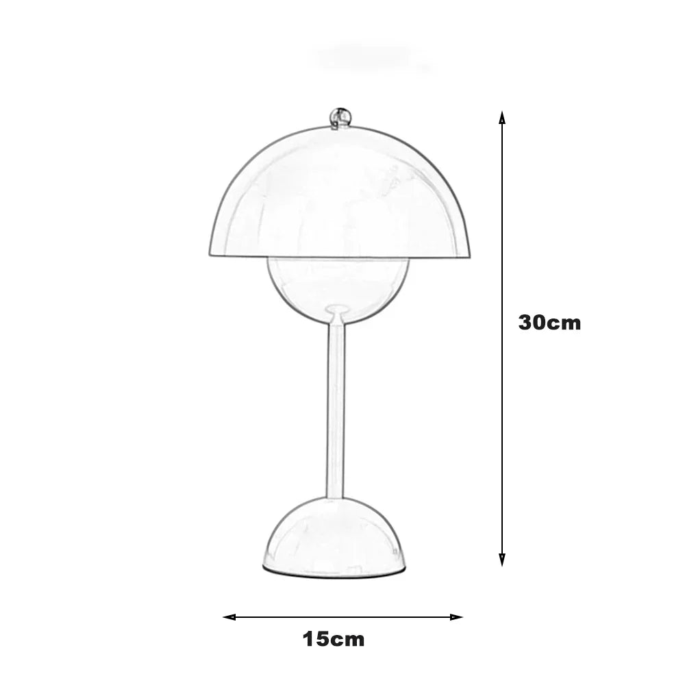 Lampada da tavolo senza fili ricaricabile con paralume a fungo