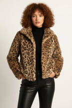 Giacca Teddy da donna Elena con stampa leopardata
