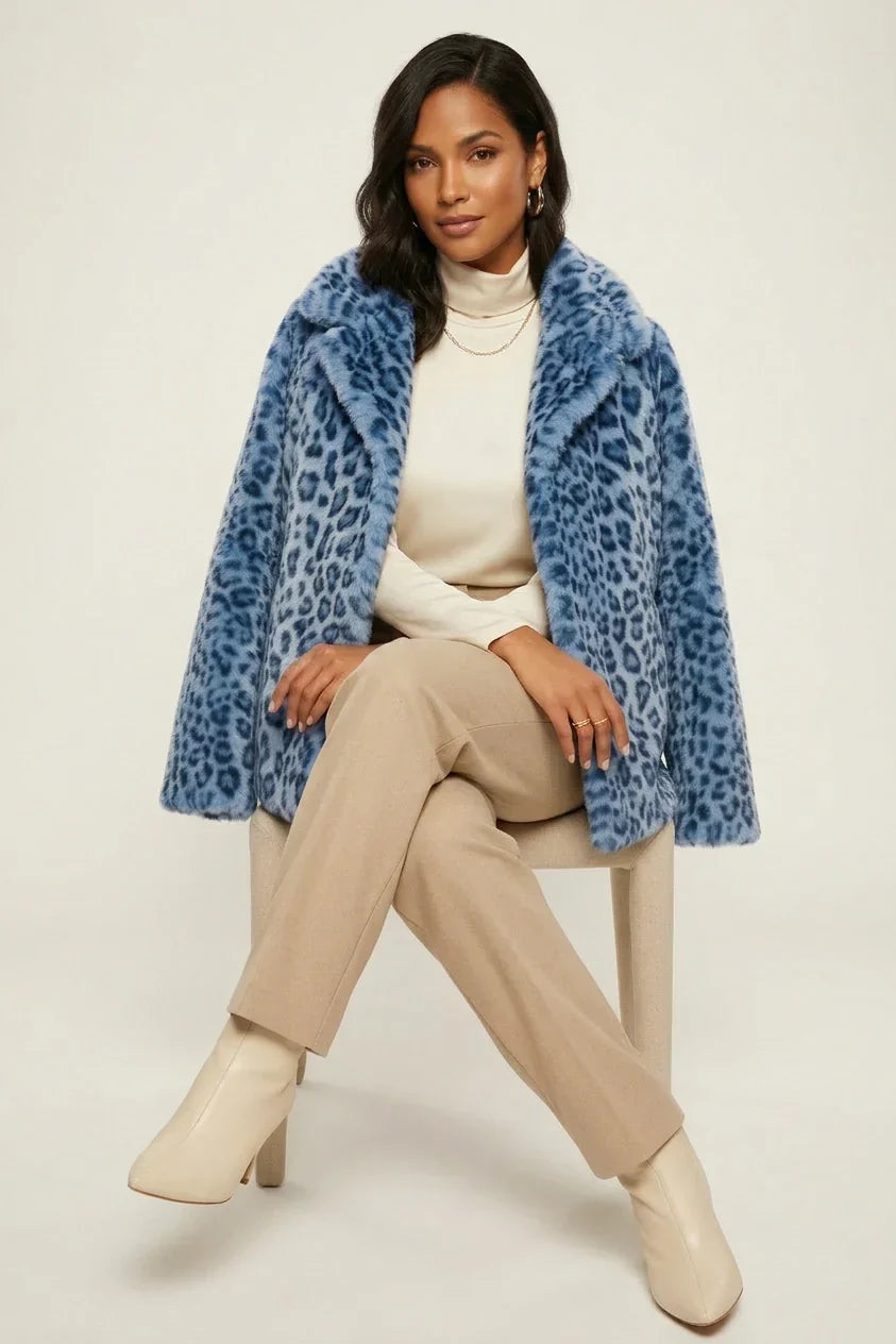 Giacca Teddy da donna Elena con stampa leopardata