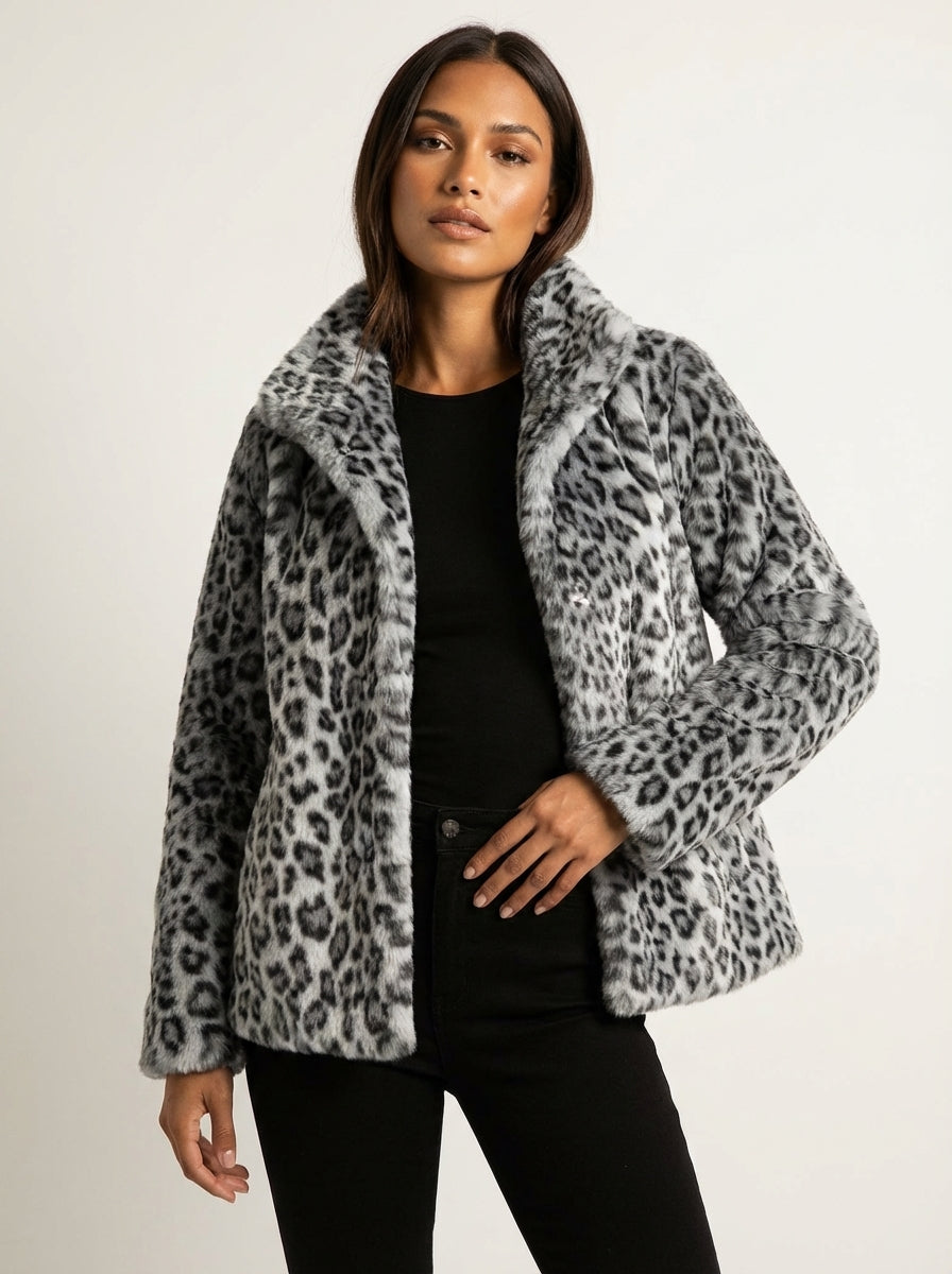 Giacca Teddy da donna Elena con stampa leopardata