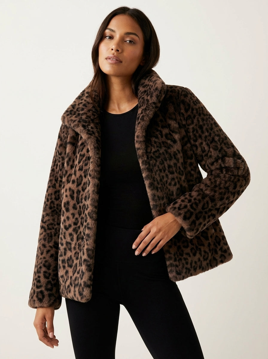 Giacca Teddy da donna Elena con stampa leopardata