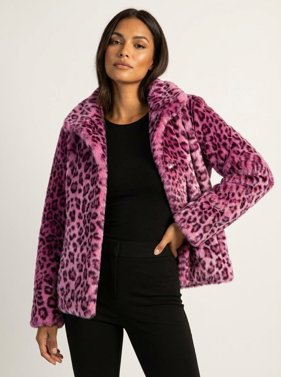 Giacca Teddy da donna Elena con stampa leopardata