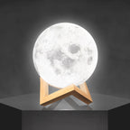 Lampada Luna 3D con Base in Legno