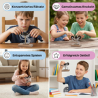 Gioco cerebrale per famiglie in legno | Puzzle IQ con corda, fatto a mano