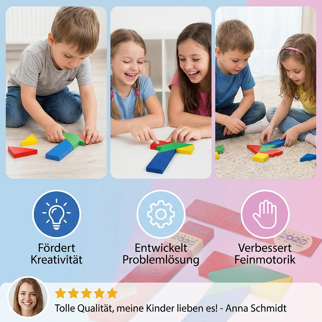 Giocattolo educativo geometrico in legno | Puzzle Tangram per bambini
