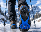 Ramponi per scarponi da trekking, Tacchetti da ghiaccio per scarponi e scarpe, Tacchetti da neve con punte in acciaio, Manopole da ghiaccio per scarpe