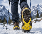 Ramponi per scarponi da trekking, Tacchetti da ghiaccio per scarponi e scarpe, Tacchetti da neve con punte in acciaio, Manopole da ghiaccio per scarpe