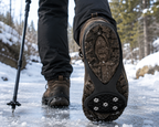 Ramponi per scarponi da trekking, Tacchetti da ghiaccio per scarponi e scarpe, Tacchetti da neve con punte in acciaio, Manopole da ghiaccio per scarpe