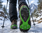 Ramponi per scarponi da trekking, Tacchetti da ghiaccio per scarponi e scarpe, Tacchetti da neve con punte in acciaio, Manopole da ghiaccio per scarpe