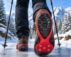 Ramponi per scarponi da trekking, Tacchetti da ghiaccio per scarponi e scarpe, Tacchetti da neve con punte in acciaio, Manopole da ghiaccio per scarpe