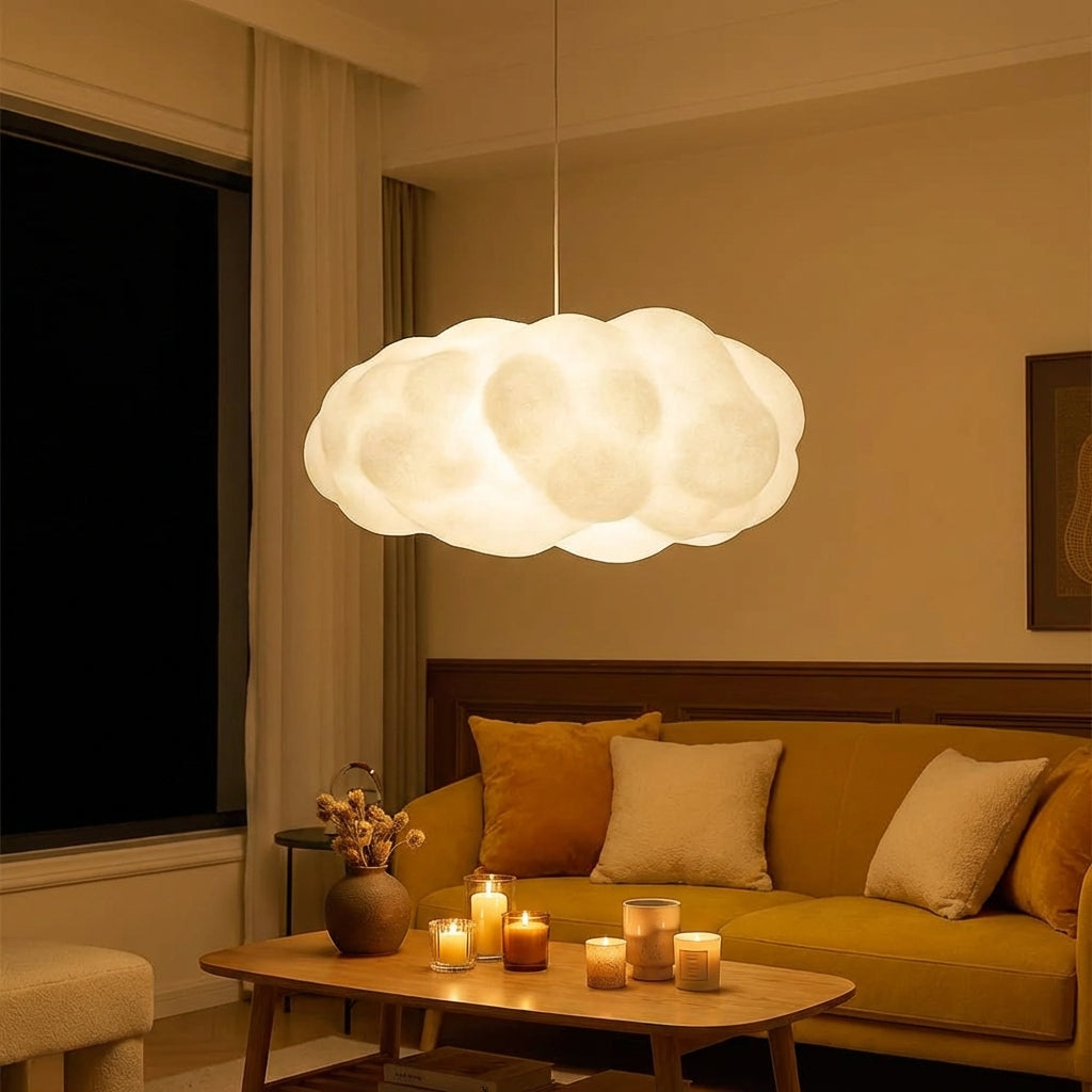 Lampada a sospensione da soffitto in tessuto dalla forma scultorea per interni Ardora