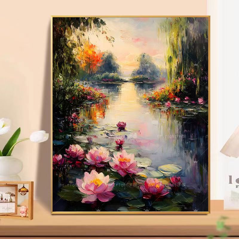 Arte della parete della pittura a olio del paesaggio floreale