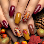 Set per unghie artificiali con design autunnale naturale