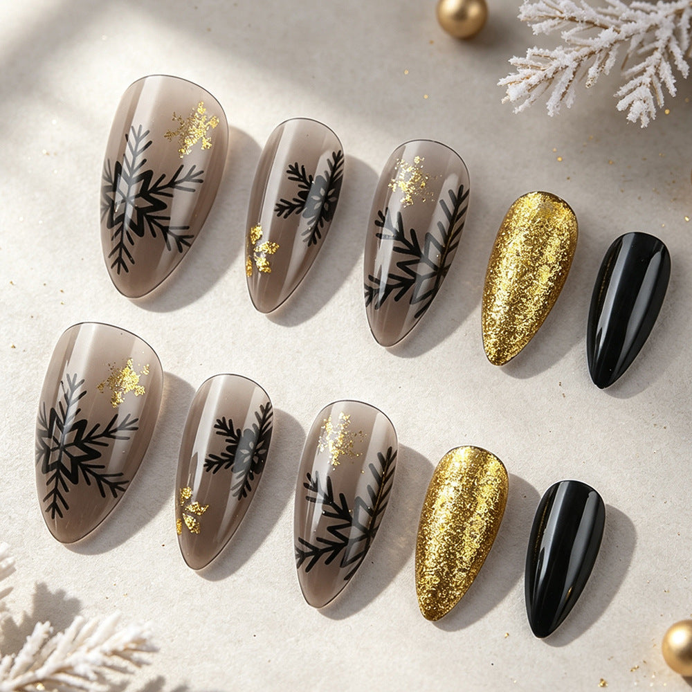 Elegante set di unghie a pressione a tema invernale