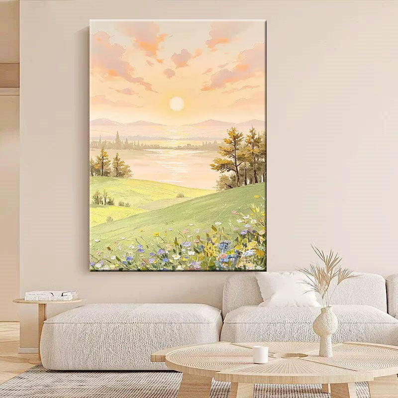 Pittura a olio di paesaggio incorniciata