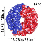 Ghirlanda unisex con pompon patriottico per porta d'ingresso e decorazioni a stella