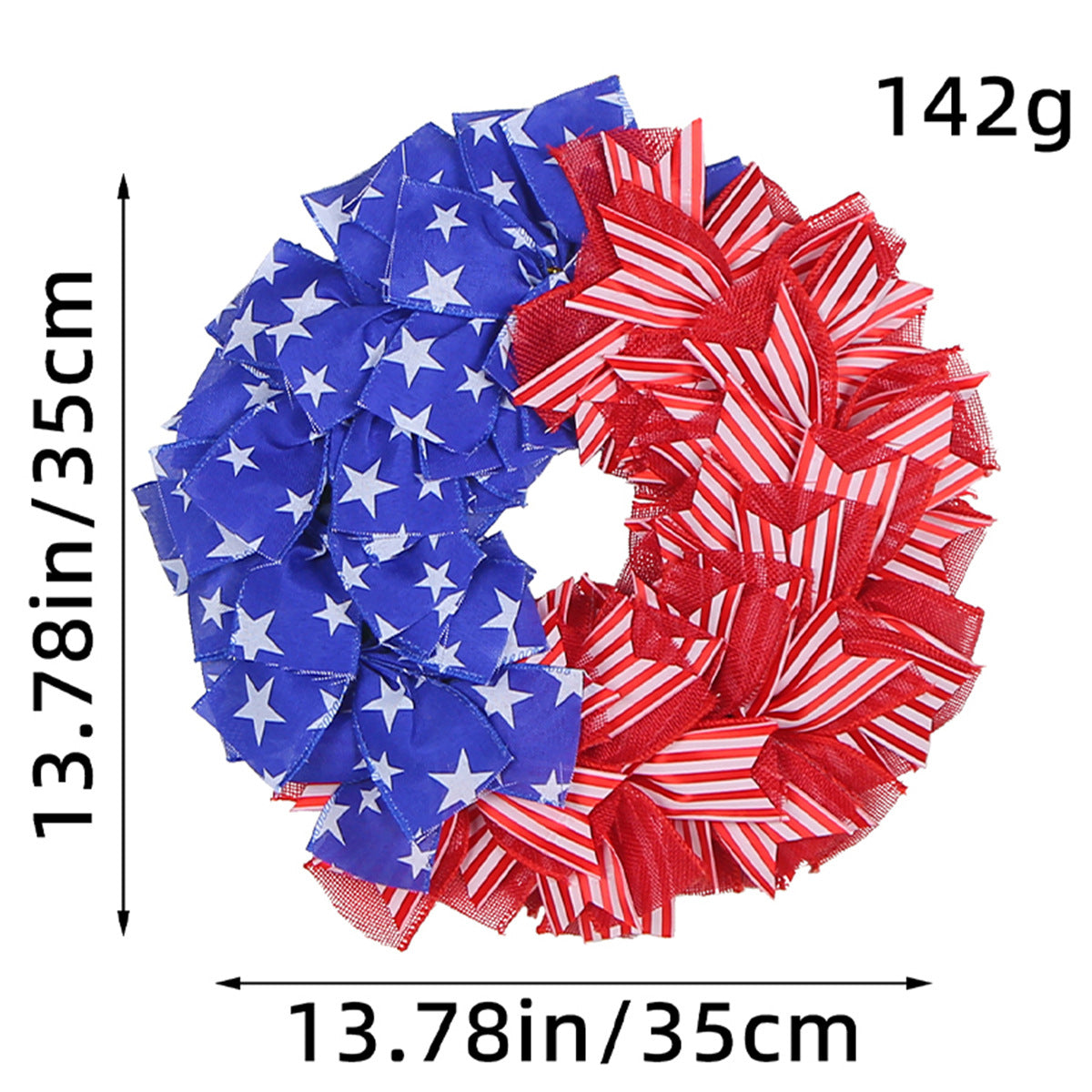 Ghirlanda unisex con pompon patriottico per porta d'ingresso e decorazioni a stella